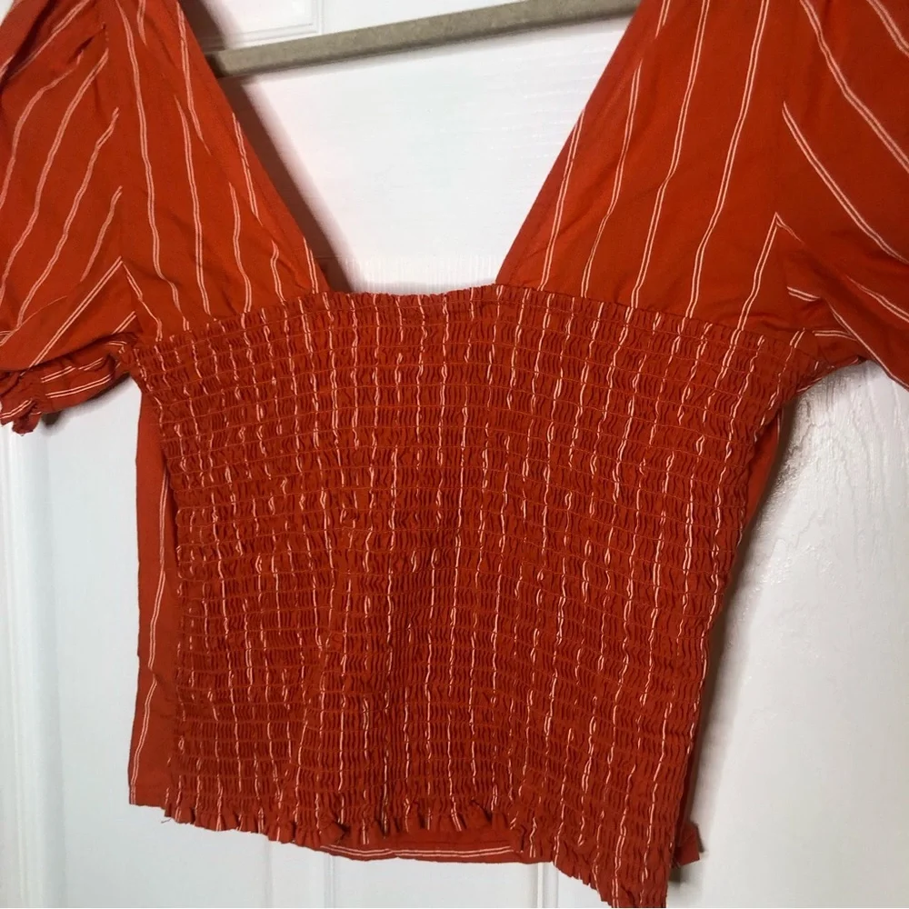Free People Rose Garden Puff Sleeve Top